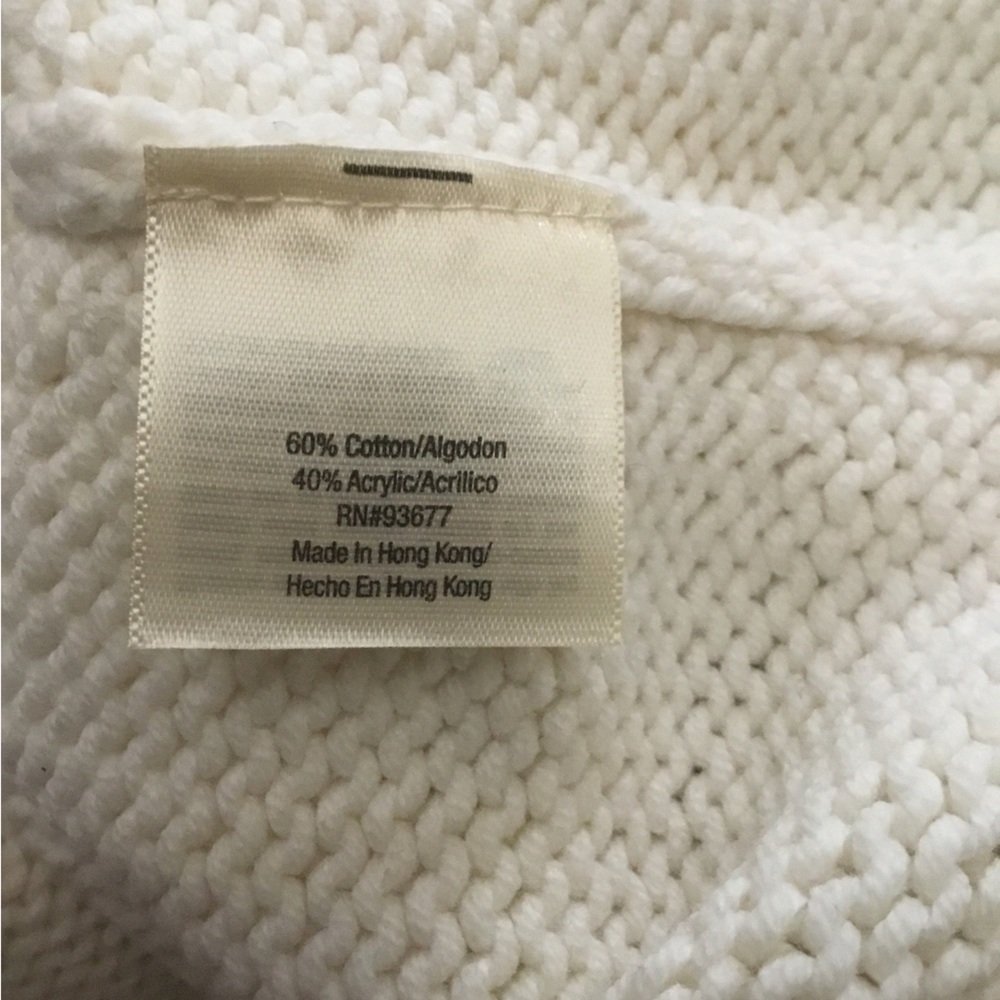 St. John’s Bay Women’s Ivory V-Neck Cotton Blend Sweater Size L NWT - Picture 5 of 6